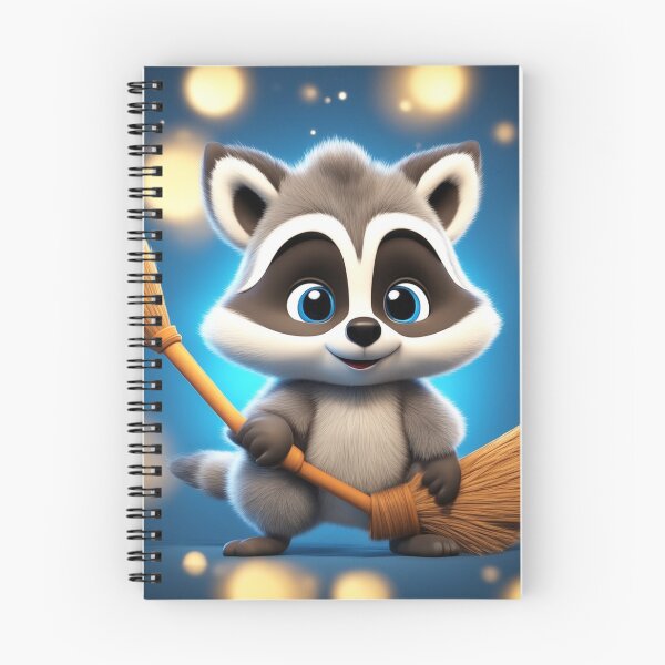 Item preview, Cute Raccoon Flying with Magic Broom Cartoon Vector Icon Illustration designed and sold by hjian8219.