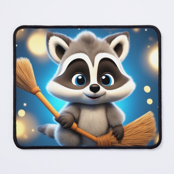 Item preview, Cute Raccoon Flying with Magic Broom Cartoon Vector Icon Illustration designed and sold by hjian8219.