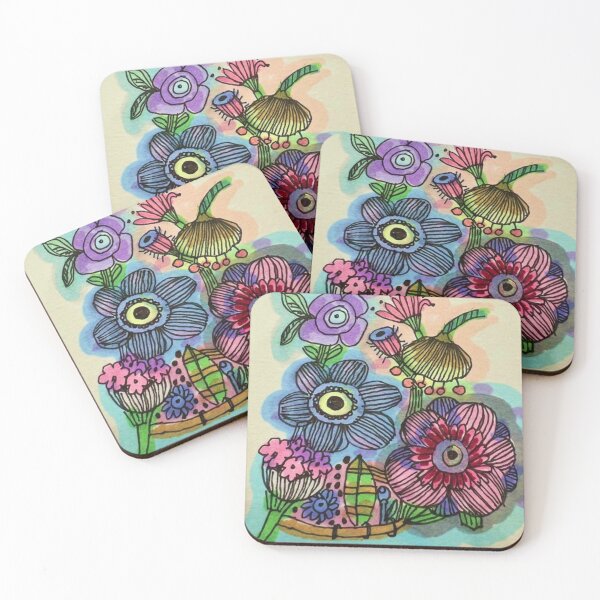 Item preview, Watercolor flowers floral markers, pen and ink  designed and sold by Melissa Karren.