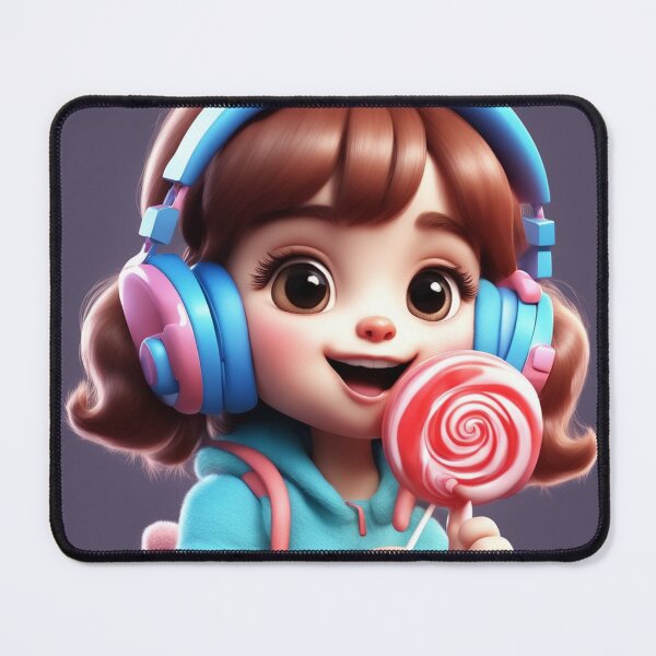 Item preview,  Cute Ghost Eating Lollipop Candy with Headphones Cartoon Vector Icon Illustration designed and sold by hjian8219.