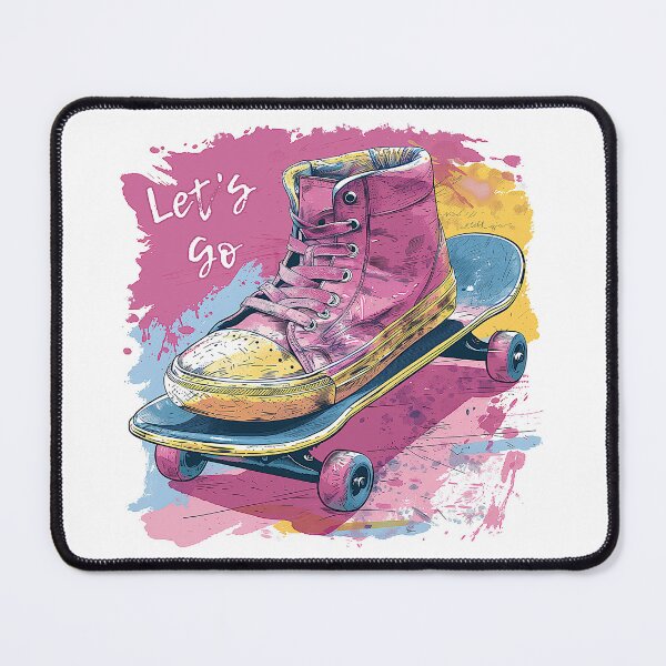 Item preview, Let's Go - 1980s Retro Skate Culture Skateboarding Design with Skate Girl Pastel Colors designed and sold by YardWest.