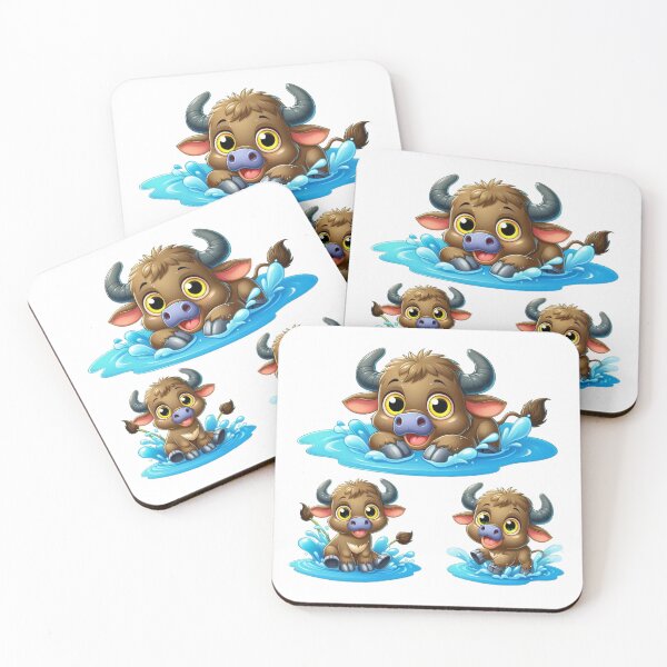Item preview, baby buffalo playing with water designed and sold by Constructive27.