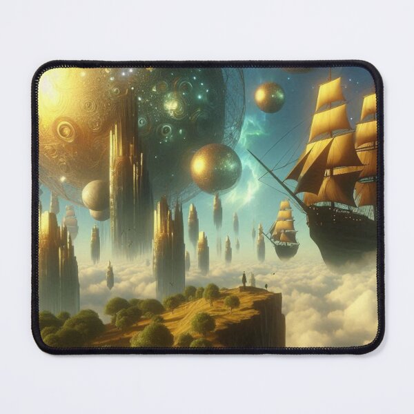 Item preview, Surreal Dreamscape With Floating Golden Ships. designed and sold by IrsathThaslima.