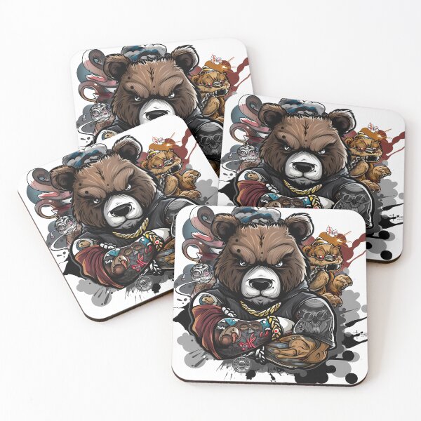 Item preview, Bear Boss Tattooed – Rugged and Cool Design for Wild Souls designed and sold by put1mali19.