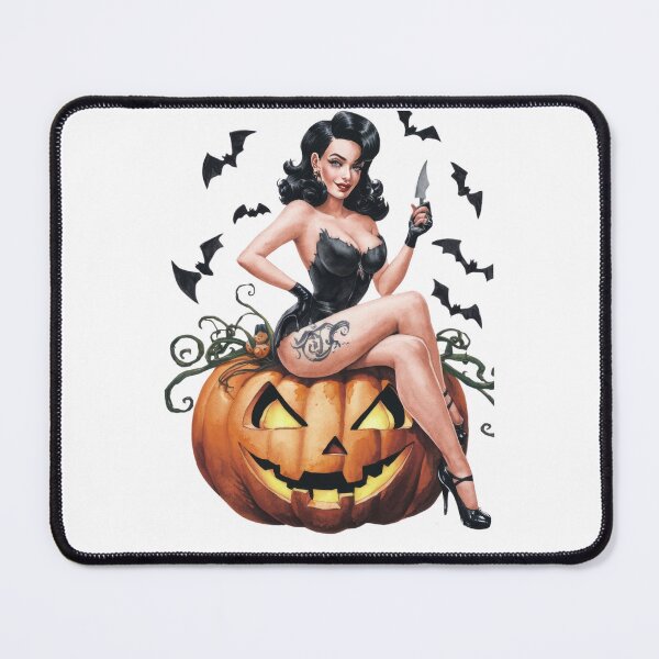 Artikelvorschau, Niedliche Frau Kürbis Halloween Pinup entworfen und verkauft von BlissfulPrintz.