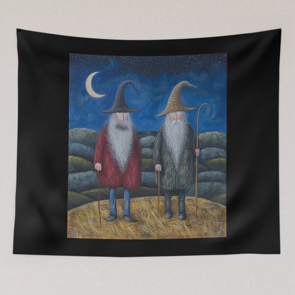 Item preview, Whimsical Wizards Under the Night Sky Art designed and sold by chimerakenso.