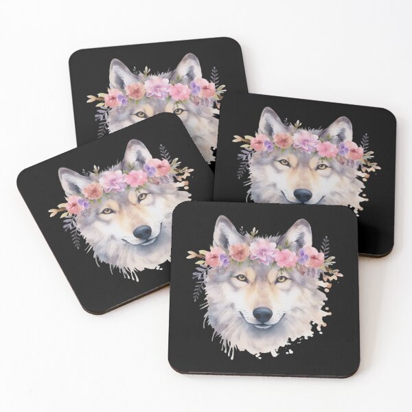 Item preview, Wolf with Flower Crown designed and sold by DecoVibe.