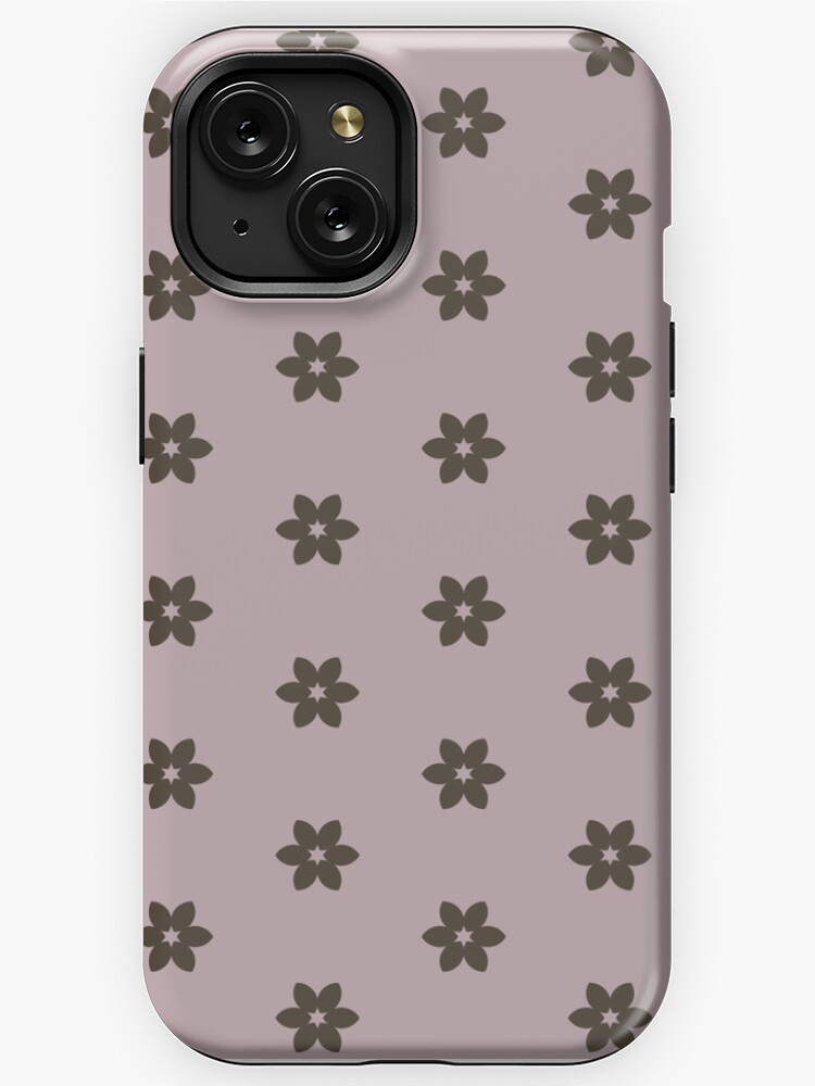 iPhone Case, Geometric Warm Neutrals Slate Black Flowers On Burnished Lilac designed and sold by Triplicate Limited