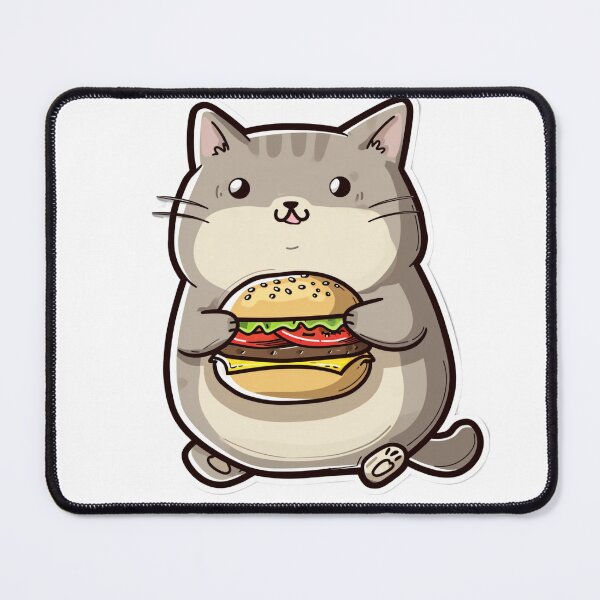 Item preview, Chubby Meows eat burger. designed and sold by Ryslissa.