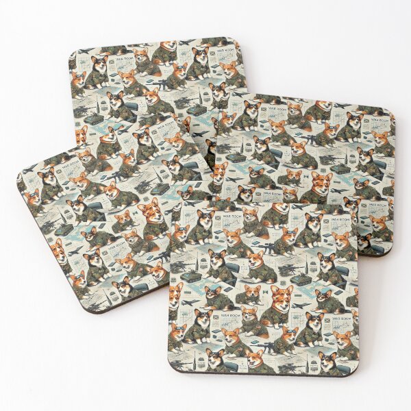 Item preview, Corgis in military uniforms planning strategies. designed and sold by ColorfulStyle.