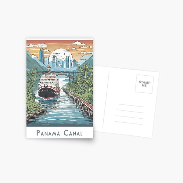 Item preview, Vintage Panama Canal Poster – Minimalist Retro Travel Poster designed and sold by pod24.