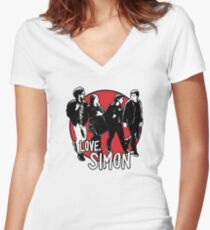Love, Simon Friend Group Walking Women's Fitted V-Neck T-Shirt