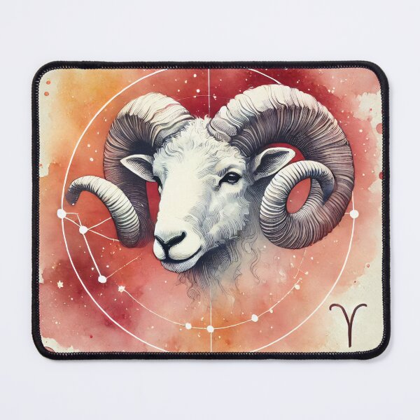 Item preview, Majestic Aries Ram in Watercolor Zodiac Art designed and sold by UniqueCraftsnCo.