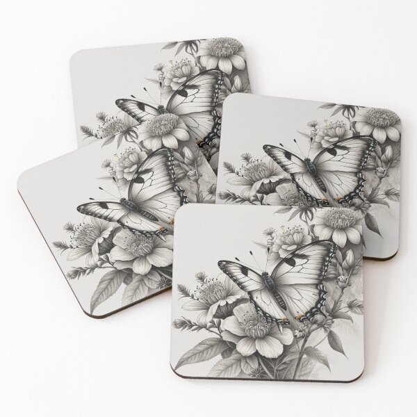 Item preview, Black and white monarch butterfly pencil drawing designed and sold by Pencil-Art.