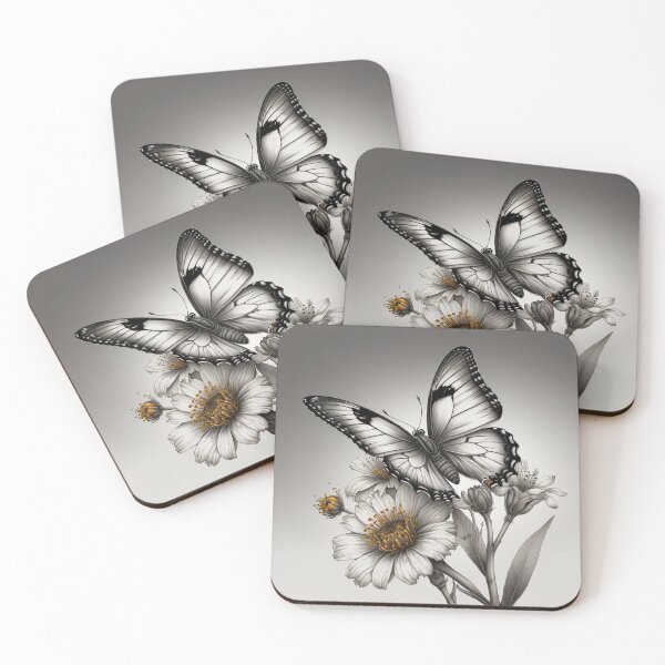 Item preview, Black and white monarch butterfly pencil drawing designed and sold by Pencil-Art.