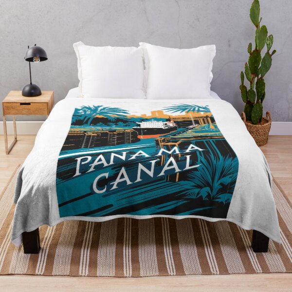 Artikelvorschau, Retro Panama Kanal – Vintage Reiseplakat mit Frachtschiff und Schleusen entworfen und verkauft von pod24.