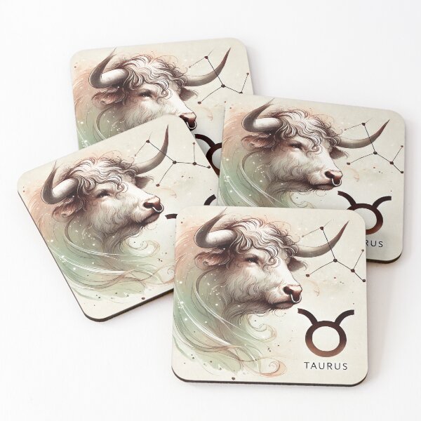Artikelvorschau, Elegante Stier Stier Aquarell Tierkreis Kunst Illustration entworfen und verkauft von UniqueCraftsnCo.