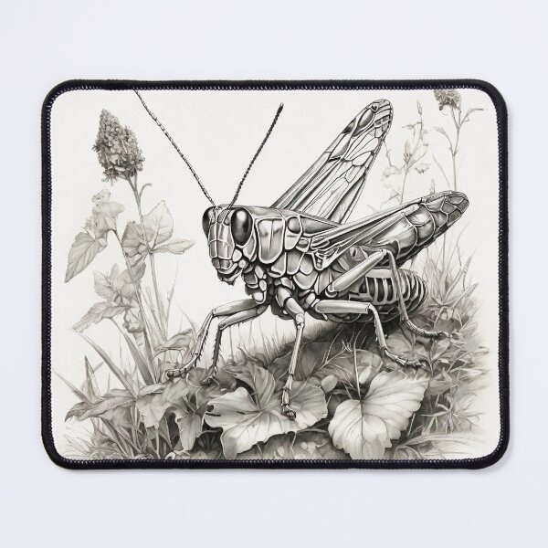 Item preview, Black and white Grasshoppers pencil drawing designed and sold by Pencil-Art.