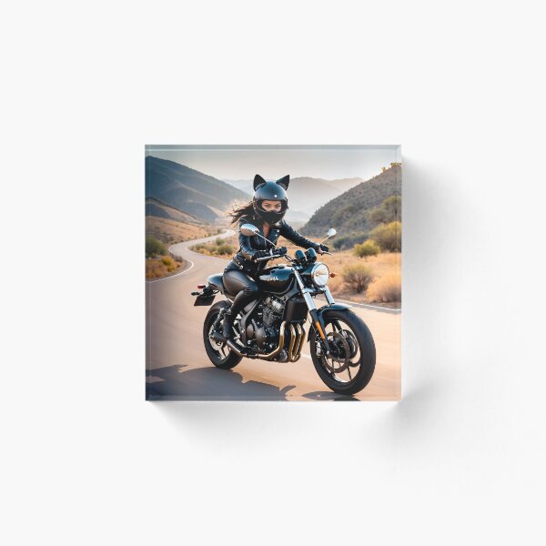 Item preview, Girl Rider in cat helmet driving on a desert designed and sold by Moonde04.