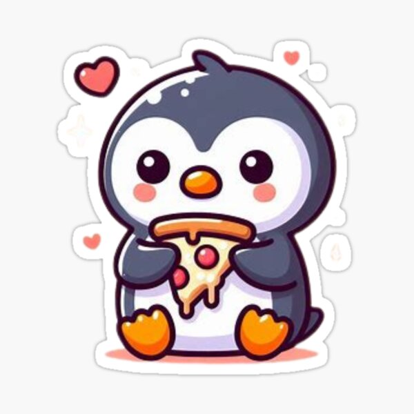 Item preview, penguin eating pizza designed and sold by Eternalski.