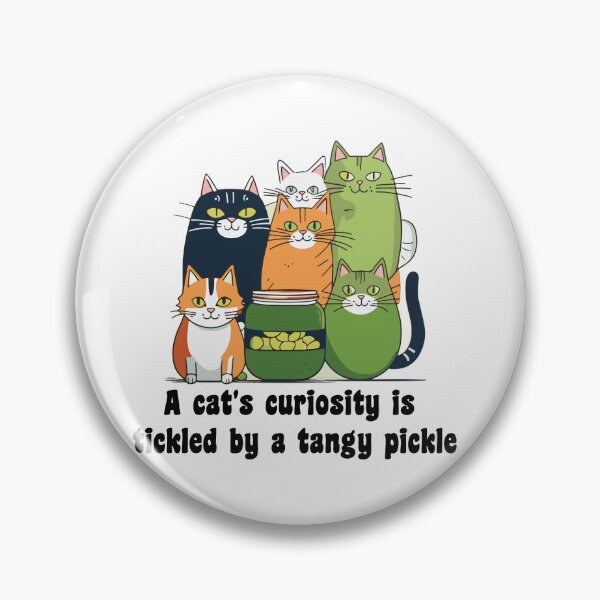 Item preview, A cat's curiosity is tickled by a tangy pickle. designed and sold by Pet Path.