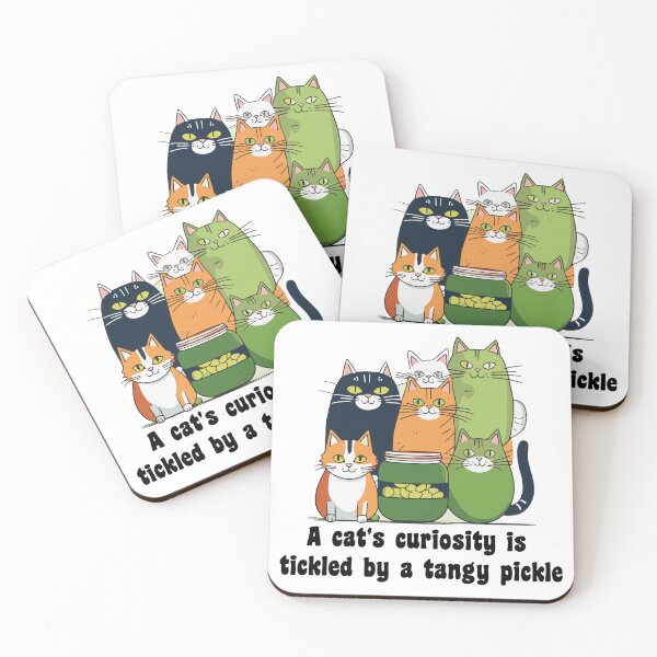 Item preview, A cat's curiosity is tickled by a tangy pickle. designed and sold by Pet Path.
