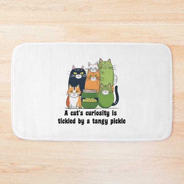 Item preview, A cat's curiosity is tickled by a tangy pickle. designed and sold by Pet Path.