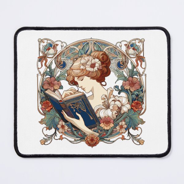 Item preview, woman reading browsing book books gift designed and sold by Pineapple-Tree.