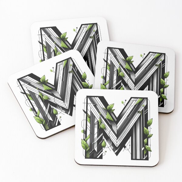 Item preview, The letter 'M' has a geometric and organic pattern. designed and sold by kankan22.