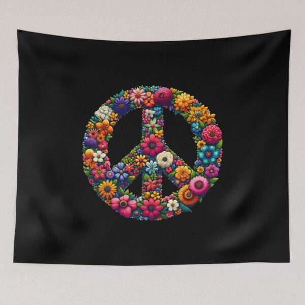 Item preview, Peace Sign And Flowers Love Global Peace Day No War Hippie designed and sold by farhanhafeez.