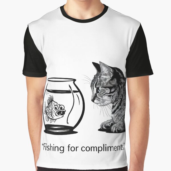Item preview, Black and white illustration featuring a cat and a fish designed and sold by coolt-sherit.