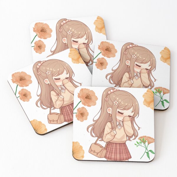 Item preview, Girl has a cold, decorated with flowers. designed and sold by MigWhimsy.