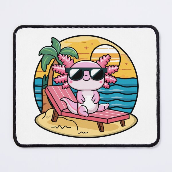 Item preview, Kawaii Happy Axolotl on the Beach designed and sold by MaateoDesign.