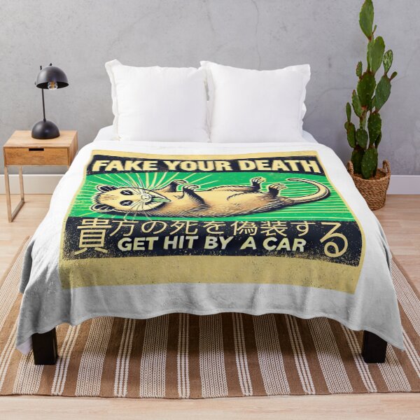 Item preview, Fake Your Death | Opossum Green Vintage T-Shirt | Funny Animal Design | Retro Style T-Shirt for Men and Women | Unique Gift Idea designed and sold by Satis Sukram.
