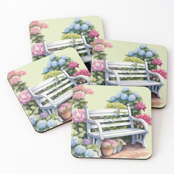 Item preview, "Bench in the garden" designed and sold by JoyColorLove.