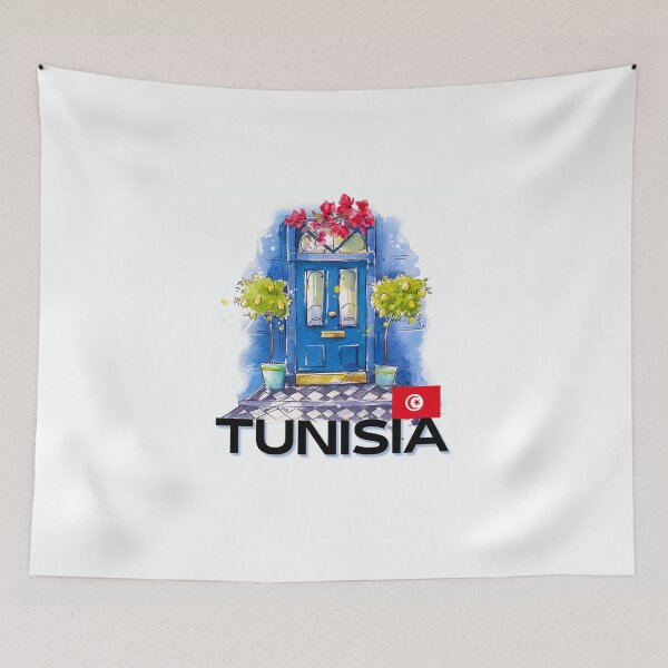 Item preview, Tunisian Blue Door Watercolor Design designed and sold by Dikshant Goyal.