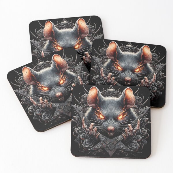Item preview, Heavy metal Rat with guitar and flaming eyes designed and sold by BatsAndRats.