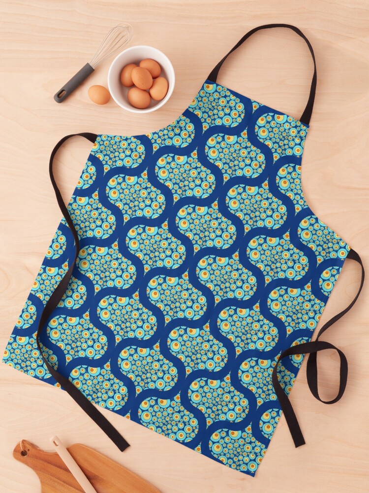 Apron, Starry Night On Sea Doodle Mid Mod Ogee designed and sold by Triplicate Limited