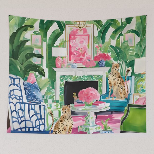 Item preview, Cheetahs in preppy Palm Beach interior designed and sold by SophieClimaArt.