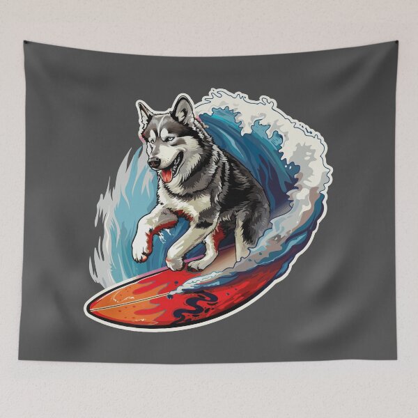 Item preview, Surfing Husky designed and sold by VelvetRoom.