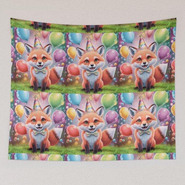 Item preview, Birthday Celebration. Birthday Fox. Adorable fox, birthday balloons, watercolor fox, fox drawing, floral fox designed and sold by FoxVibes.