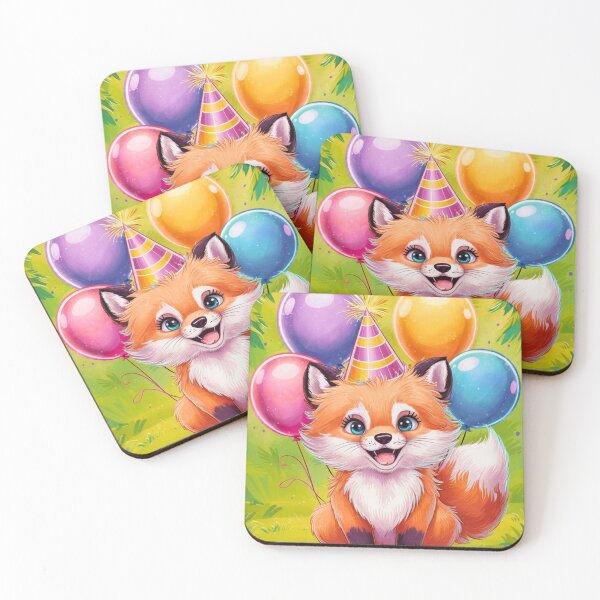 Item preview, Birthday Celebration. Birthday Fox. Adorable fox, birthday balloons, watercolor fox, fox drawing, floral fox designed and sold by FoxVibes.