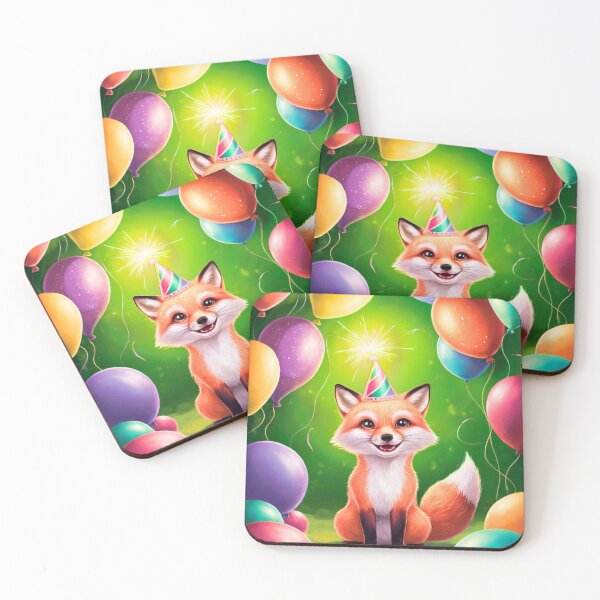 Item preview, Birthday Celebration. Birthday Fox. Adorable fox, birthday balloons, watercolor fox, fox drawing, floral fox designed and sold by FoxVibes.