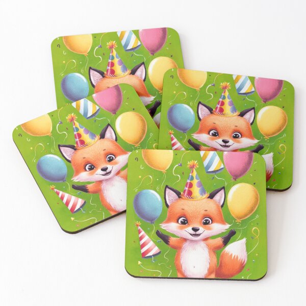 Item preview, Birthday Celebration. Birthday Fox. Adorable fox, birthday balloons, watercolor fox, fox drawing, floral fox designed and sold by FoxVibes.