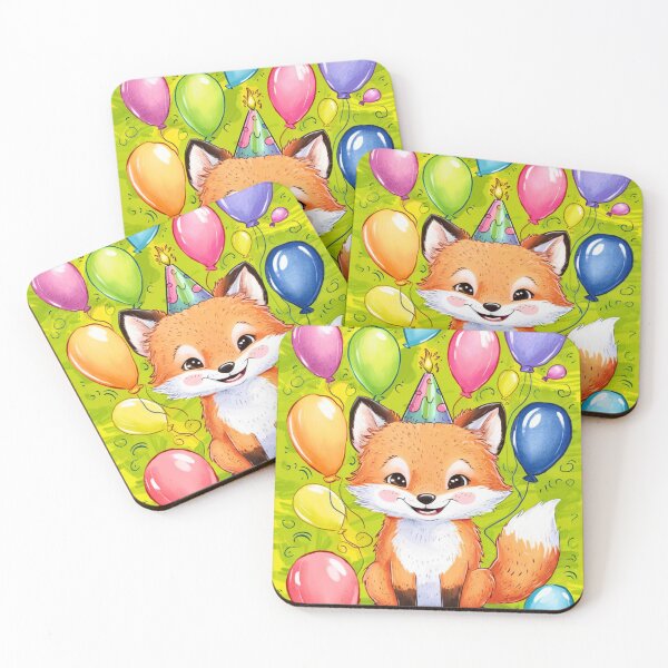 Item preview, Birthday Celebration. Birthday Fox. Adorable fox, birthday balloons, watercolor fox, fox drawing, floral fox designed and sold by FoxVibes.