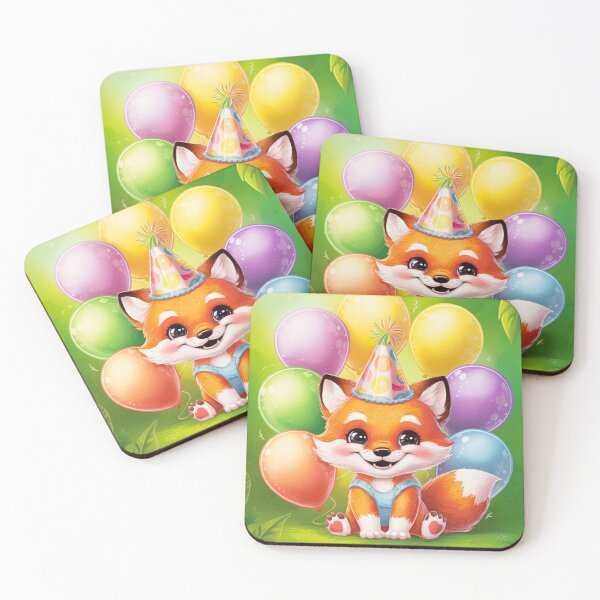 Item preview, Birthday Celebration. Birthday Fox. Adorable fox, birthday balloons, watercolor fox, fox drawing, floral fox designed and sold by FoxVibes.