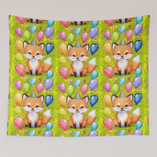 Item preview, Birthday Celebration. Birthday Fox. Adorable fox, birthday balloons, watercolor fox, fox drawing, floral fox designed and sold by FoxVibes.