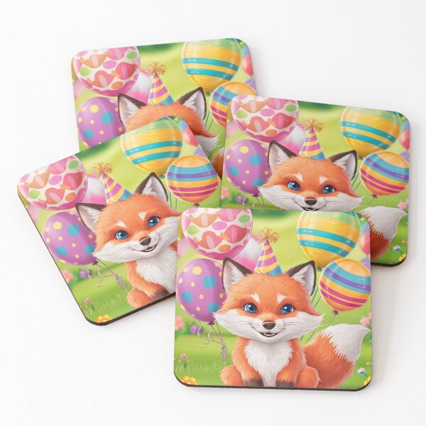 Item preview, Birthday Celebration. Birthday Fox. Adorable fox, birthday balloons, watercolor fox, fox drawing, floral fox designed and sold by FoxVibes.