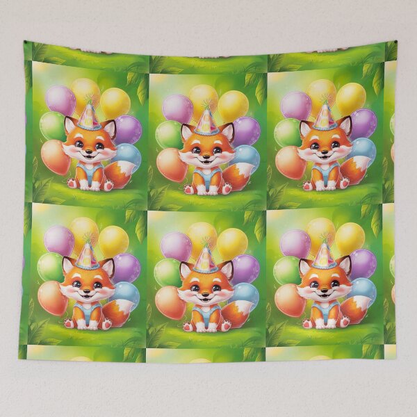 Item preview, Birthday Celebration. Birthday Fox. Adorable fox, birthday balloons, watercolor fox, fox drawing, floral fox designed and sold by FoxVibes.