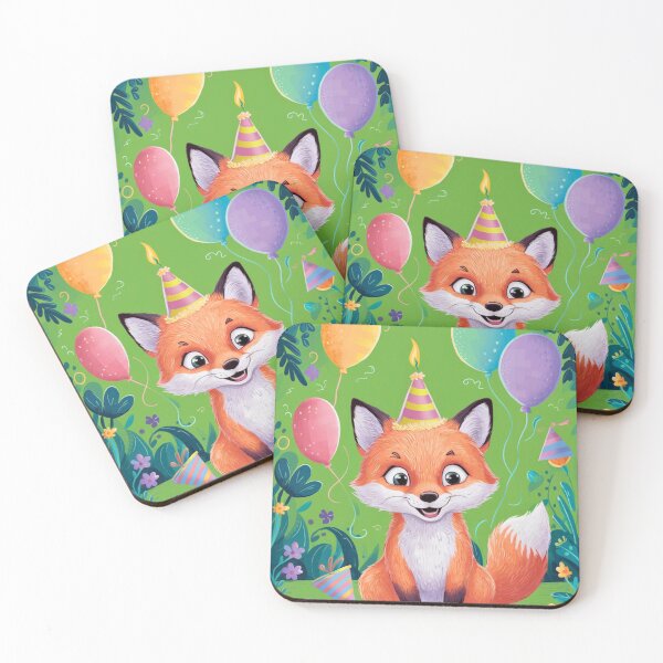 Item preview, Birthday Celebration. Birthday Fox. Adorable fox, birthday balloons, watercolor fox, fox drawing, floral fox designed and sold by FoxVibes.